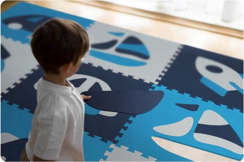 MATA PIANKOWA EVA PUZZLE MIĘKKA DLA DZIECI POJAZDY 180x180cm RICOKIDS na Arena.pl