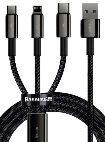 BASEUS Szybki Kabel USB 3w1 Lightning do iPhone microUSB USB-C 1,5m 3.5 A na Arena.pl