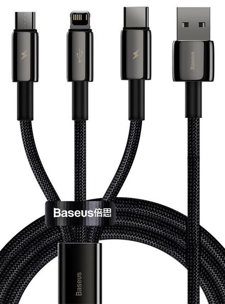 BASEUS Szybki Kabel USB 3w1 Lightning do iPhone microUSB USB-C 1,5m 3.5 A zdjęcie 2