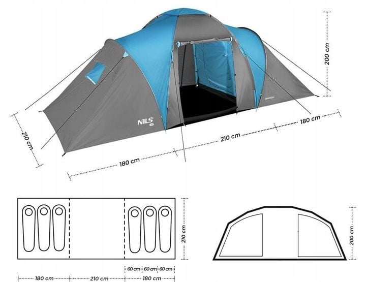 NILS Namiot Turystyczny Kempingowy 6 Osobowy Wodoodporny + Pokrowiec zdjęcie 15