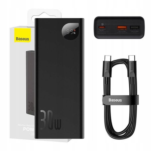 BASEUS MOCNY SZYBKI POWERBANK 20000MAH 2X USB-A USB-C 30W Z KABLEM USB-C zdjęcie 1