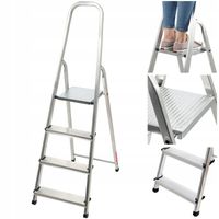 DRABINA ALUMINIOWA DOMOWA SKŁADANA 4 STOPNIOWA LEKKA DRABINKA SCHODKI