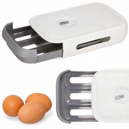 POJEMNIK ORGANIZER NA JAJKA do lodówki PODAJNIK PUDEŁKO ZAMYKANE 21 JAJ na Arena.pl