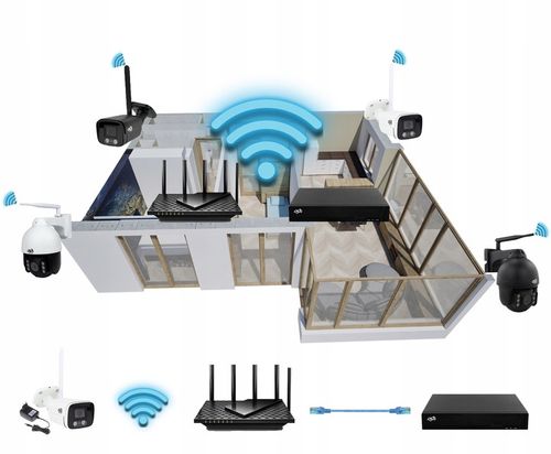 ZESTAW KAMER WIFI OBROTOWE 8Mp 4K MONITORING 4 KAMERY BEZPRZEWODOWE DVS 2TB na Arena.pl