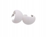 Kolczyki półokrągłe duże koła akryl mat biały 2 cm BE-254