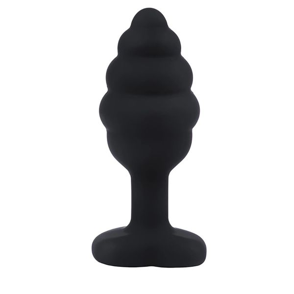 Butt Plug Black Ribbed Small zdjęcie 2