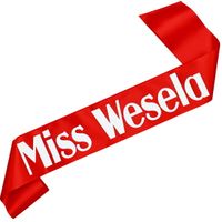 Miss Wesela - czerwona szarfa z białym nadrukiem