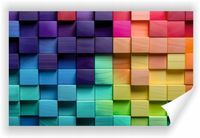 Fototapeta PREMIUM STRUKTURA ZMYWALANA kolorowe drewniane kwadratowe kostki