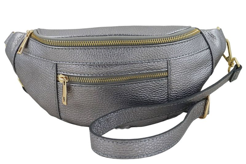 Modna torebka nerka metalizowana - Srebrna ciemna zdjęcie 1