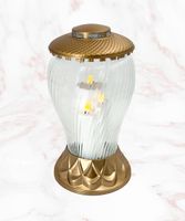 Znicz Artystyczny ELEGANCKI 34cm ZŁOTY Duży Znicz Szklany Lampion z Wkładem