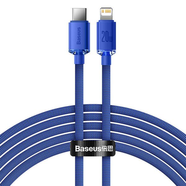 kabel usb-c do lightning baseus crystal shine, 20w, pd, 2m (niebieski) zdjęcie 2