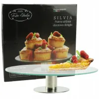 PATERA SZKLANA OBROTOWA STOJAK NA TORT CIASTO OWOCE SILVIA 30CM OKRĄGŁA