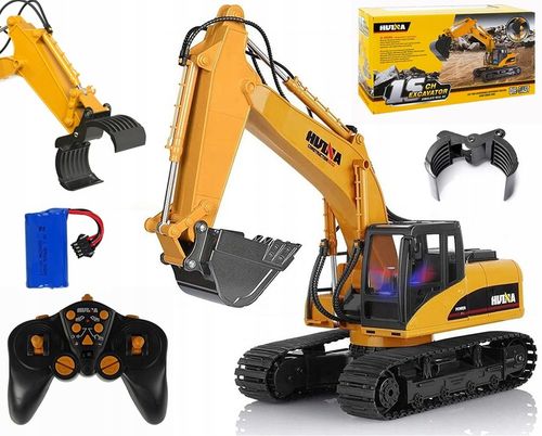 MOCNA KOPARKA ZDALNIE STEROWANA GĄSIENICOWA RC + CHWYTAK 2w1 METAL + PILOT na Arena.pl