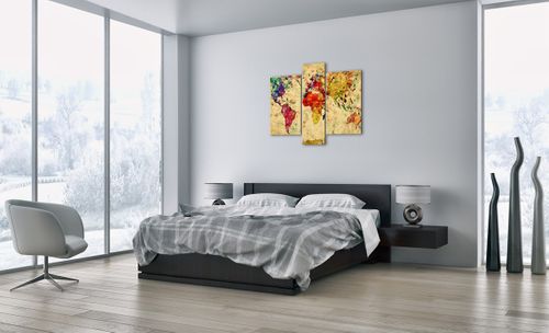 Obraz Na Płótnie - Mapa Kontynenty  - 95X80 Cm - Cb95X80-3582 na Arena.pl
