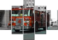 70 100CM OBRAZ 5 ELEM BOSTOŃSKI WÓZ STRAŻACKI BRETT LEVIN DRUK PŁÓTNO