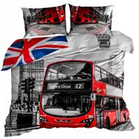 Pościel 3D bawełna satyna 140x200cm DOUBLE DECKER BUS