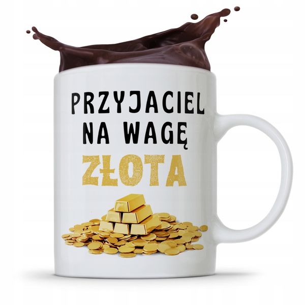 Kubek Prezent Dla Przyjaciela Na Wage Złota Z Nadrukiem Ze Zdjęciem zdjęcie 1