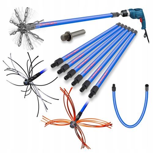 MOCNY OBROTOWY ZESTAW CYKLON DO CZYSZCZENIA KOMINA OD DOŁU 6M + 3 na Arena.pl