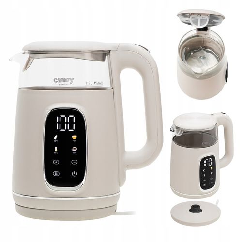 Czajnik Elektryczny 2200W Szklany beżowy Panel LED Mocny Camry CR1383 na Arena.pl
