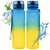BIDON NA WODĘ 1L BUTELKA Z MIARKĄ MOTYWACYJNĄ TRITAN NIEBIESKO-ŻÓŁTA