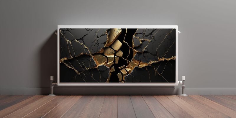 Osłona Magnetyczna Grzejnika Czarny MARMUR Abstrakcja 3D 100cm x 60cm zdjęcie 3