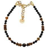 Bransoletka - Turmalin brązowy, Hematyt złoty i srebro złocone