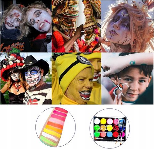 FARBY DO MALOWANIA TWARZY i CIAŁA ŚWIECĄCE W NOCY 15e. ZMYWALNE DLA DZIECI na Arena.pl