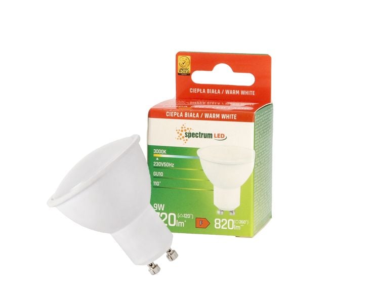 Żarówka LED GU10 9W dawniej 10W 230V ciepła WW SPECTRUM zdjęcie 1