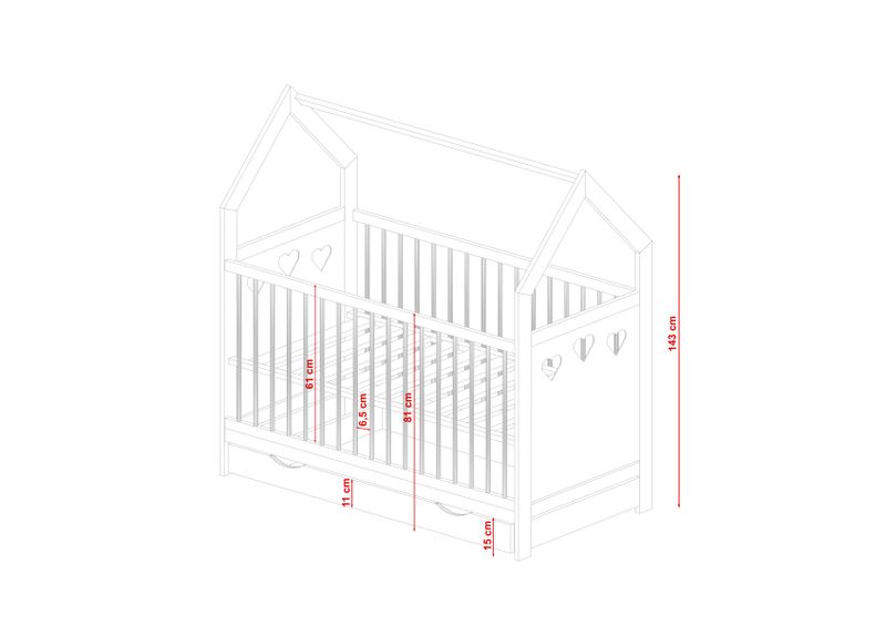 Łóżko łóżeczko niemowlęce parterowe domek INKA 60X120 zdjęcie 2