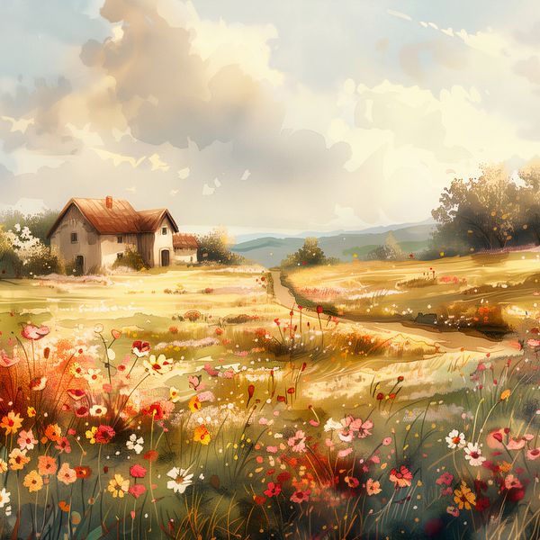 Plakat 100x100cm Sielski Domek zdjęcie 1
