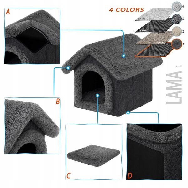 Buda Domek Budka Kojec dla małego Psa z Poduszką i Futerkiem R2 38x44x45 cm zdjęcie 10