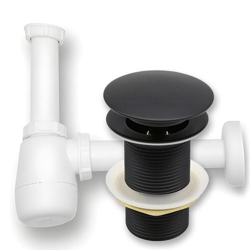 ZESTAW: KOREK KLIK-KLAK BEZ PRZELEWU CZARNY + SYFON UMYWALKOWY DO UMYWALKI na Arena.pl