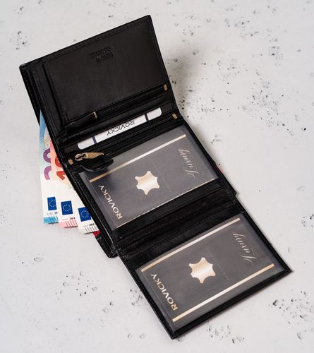 pionowy portfel męski z zasuwanym schowkiem — rovicky na Arena.pl