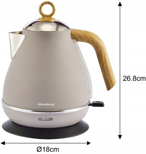 Czajnik elektryczny Bezprzewodowy OBROTOWY 1,7 L Stalowy KLAUSBERG BEŻOWY na Arena.pl