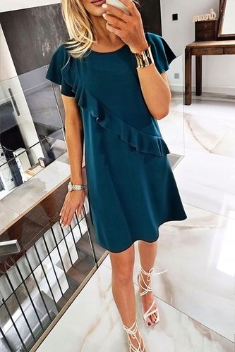 .SUKIENKA W KWIATY Z FALBANKA TRAPEZOWA MASKUJĄCA BRZUSZEK W LITERE A na Arena.pl