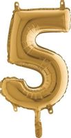 Balon foliowy cyfra "5" złoty, 36 cm