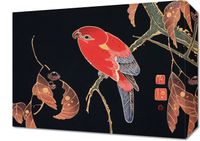 Obraz 40x30cm Red Parrot, Jakuchu Japoński Vintage do Salonu