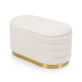 Pufa siedzisko do salonu BELLA welur ławka ze schowkiem 100 cm Kremowa