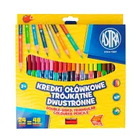 Dwustronne kredki ołówkowe trójkątne Astra 24 szuki/48 intensywnych kolorów
