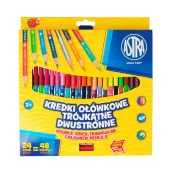 Dwustronne kredki ołówkowe trójkątne Astra 24 szuki/48 intensywnych kolorów