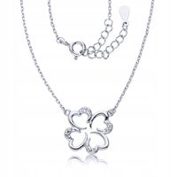 Srebrny Naszyjnik 925 Łańcuszek Czterolistna Koniczyna Koniczynka Szczęście