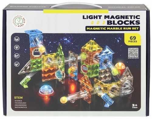 Klocki Magnetyczne Konstrukcyjne Świecące Tor Kulkowy Kulodrom Panele 69 el na Arena.pl