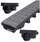 Odpływ liniowy do Garażu 5m Krata Line Popiel PP 63x131mm 1,5 Tony Komplet