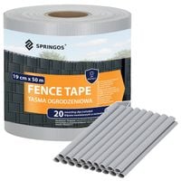 Taśma ogrodzeniowa 19 cm x 50 m osłona na ogrodzenia panelowe + klipsy montażowe 20 szt. szara