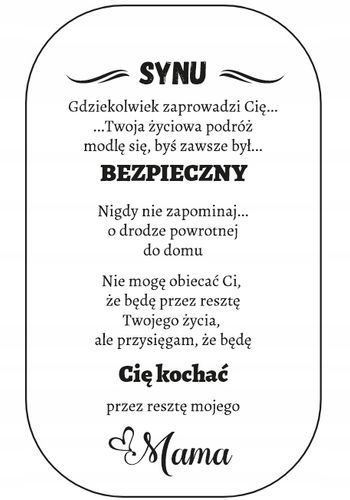Srebrny Nieśmiertelnik Grawer Prezent dla Syna od Mamy Naszyjnik Męski BOX na Arena.pl