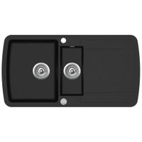 Granitowy zlewozmywak dwukomorowy, czarny
