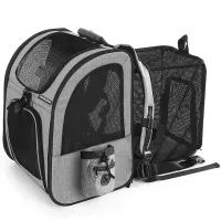QIKtech Plecak transporter dla psa kota tworzywo odcienie szarości z siatką