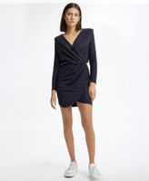 Granatowa Elegancka Połyskująca Brokatowa Krótka Sukienka 36 S