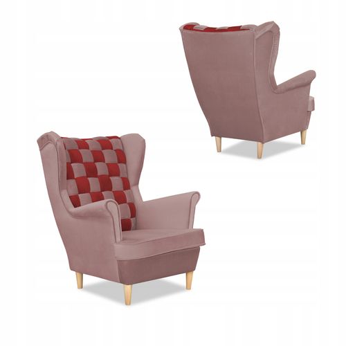 Zestaw uszak CAROL DUO sofa fotele Family Meble różowo - czerwony na Arena.pl