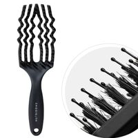 SZCZOTKA do rozczesywania włosów z NATURALNYM włosiem DZIKA masująca CZARNA